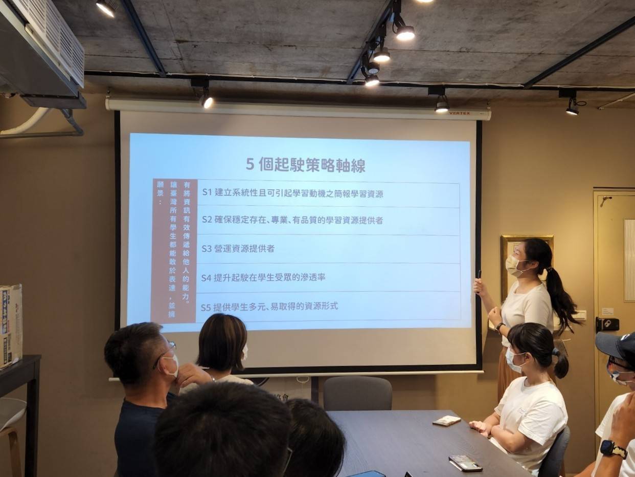 莊恩綺（右一）在簡報教育推廣團隊「起駛簡報表達教育協會」裡培養組織經營、專案管理等能力，更擔任團隊理事長，學習成為一位領導人。（圖片提供／莊恩綺）