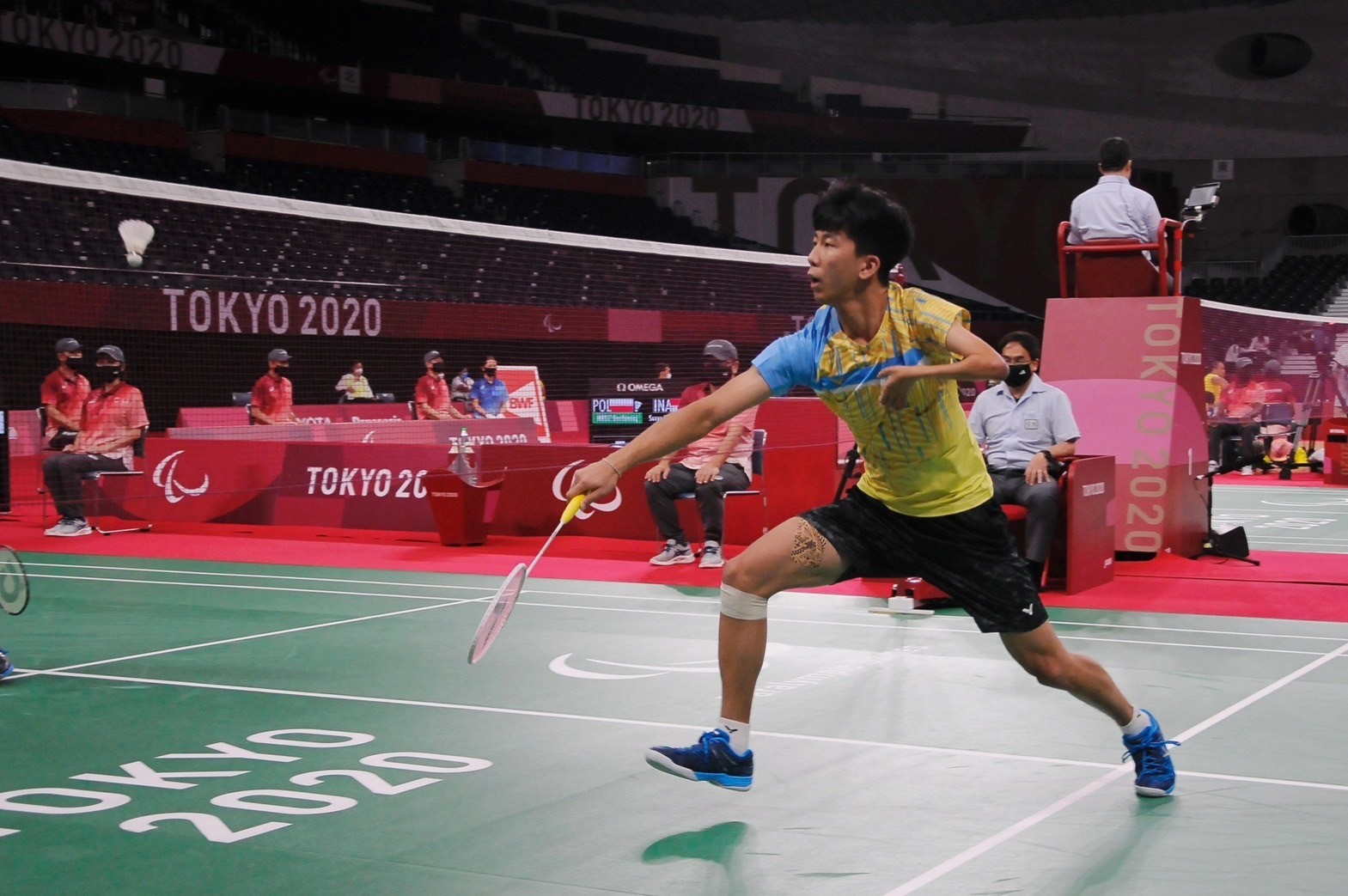2021年,方振宇出戰東京帕運,他必須在快速移動和出力揮球的每一瞬間保持平衡。(圖片提供/方振宇)
