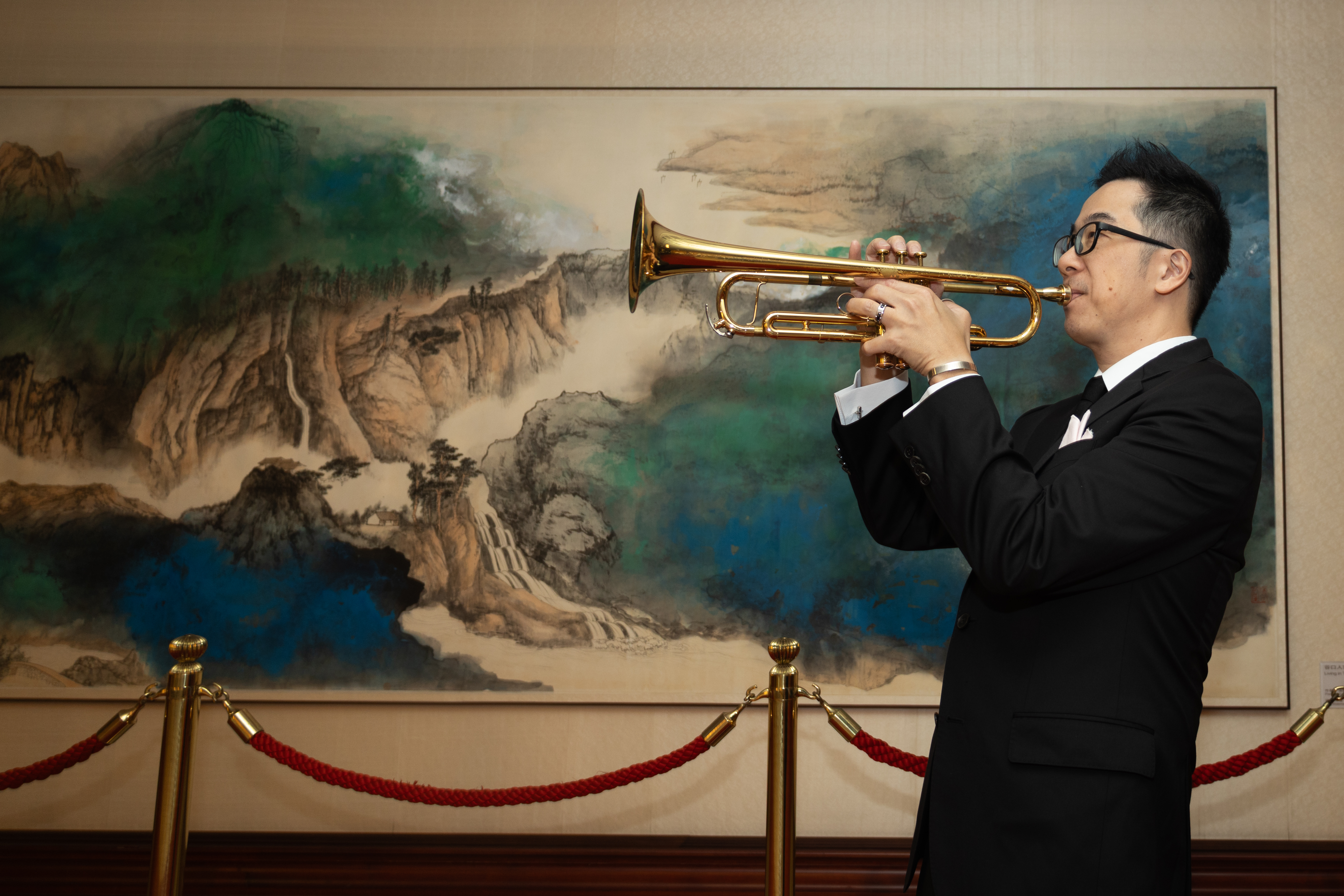 用小號吹出自由與藝術的感覺。（攝影／曹瑜庭）
